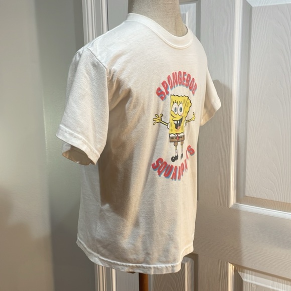 Vintage Y2K SpongeBob SquarePants T-shirtwhite short sleeve boys girls size L - Picture 3 of 9